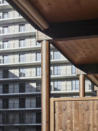 Druckimprägnierte und geölte Weisstanne an den Langhäusern im Freilager, Zürich